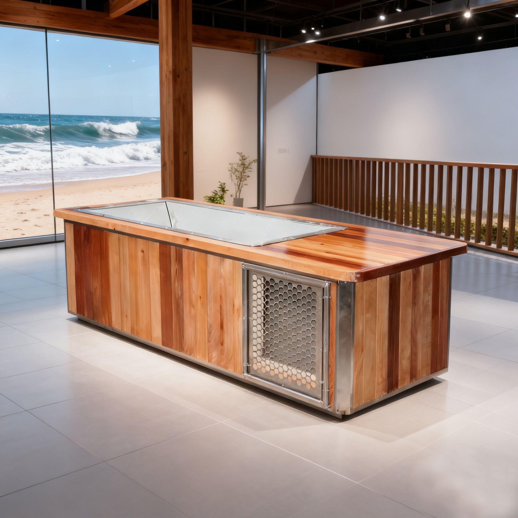 Cold Plunge Tub With Wooden Skirt