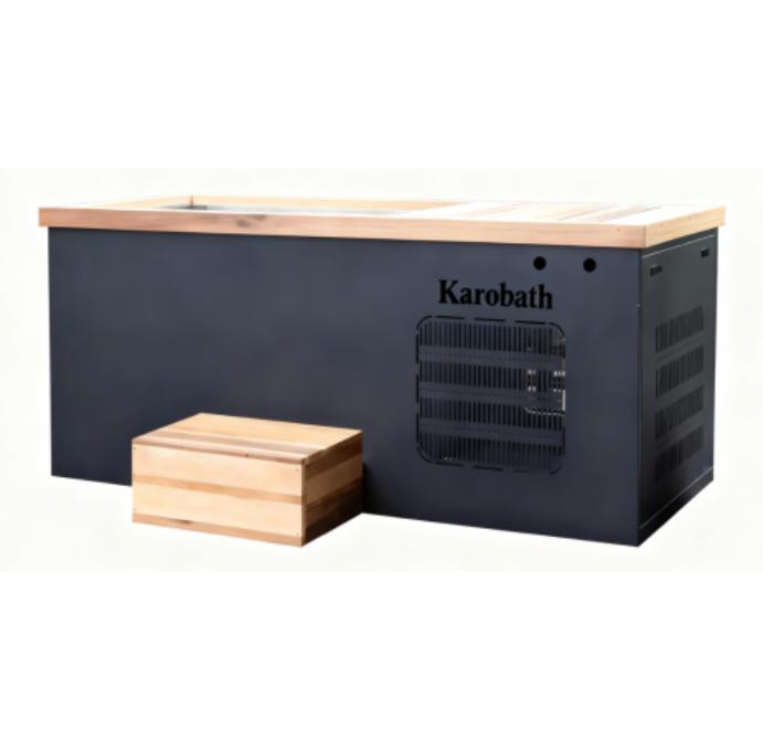 Cold plunge tub with metal skirt