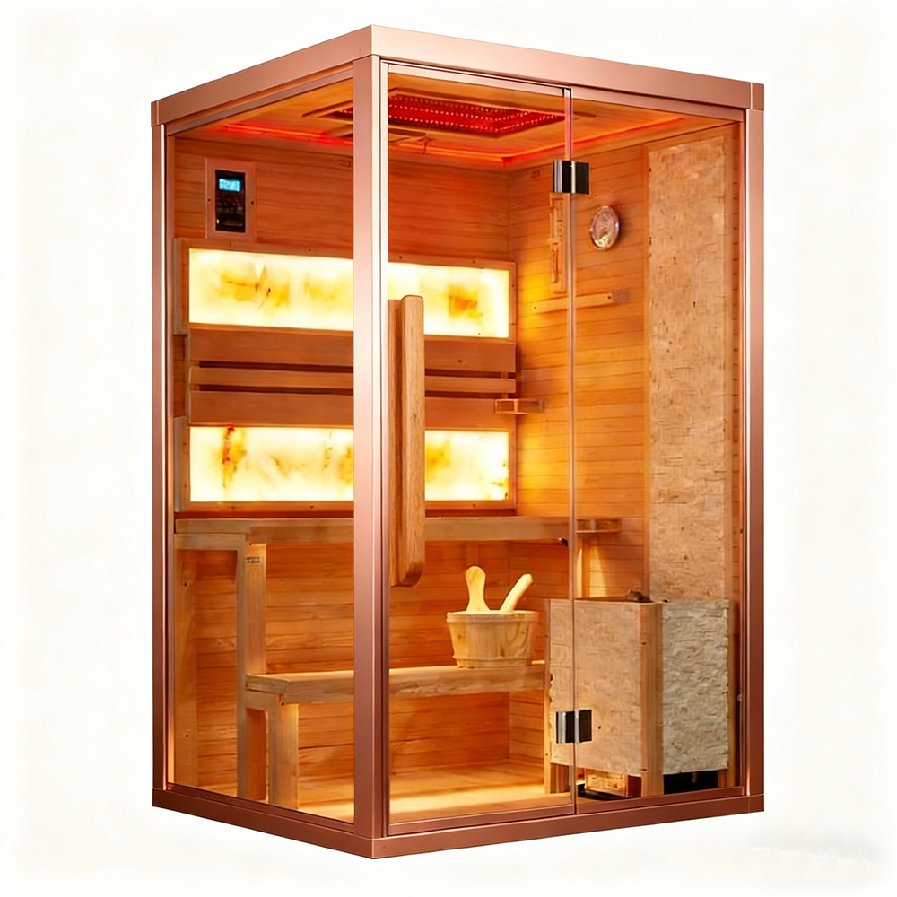 Sauna room with cultural stone decoration