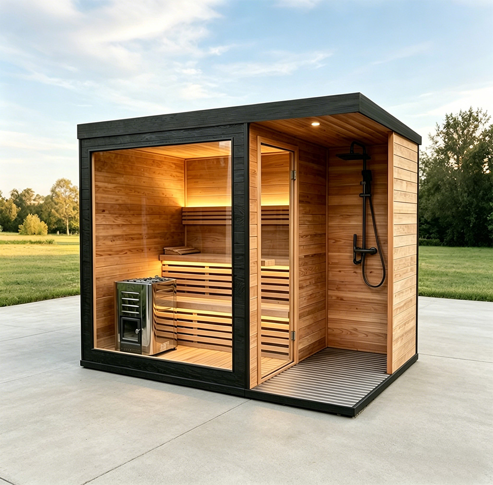Outdoor sauna with shower 3m*2m